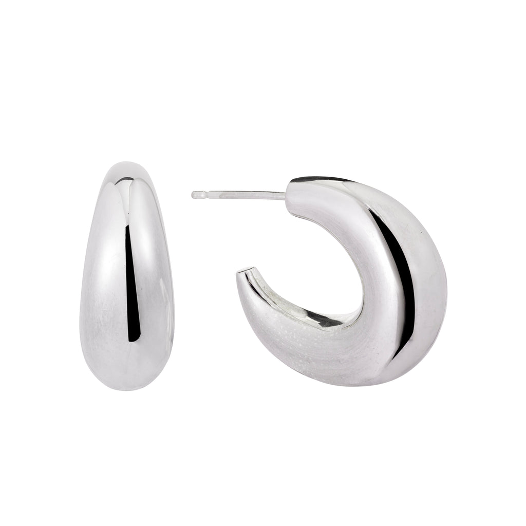 Power silver hoop earrings