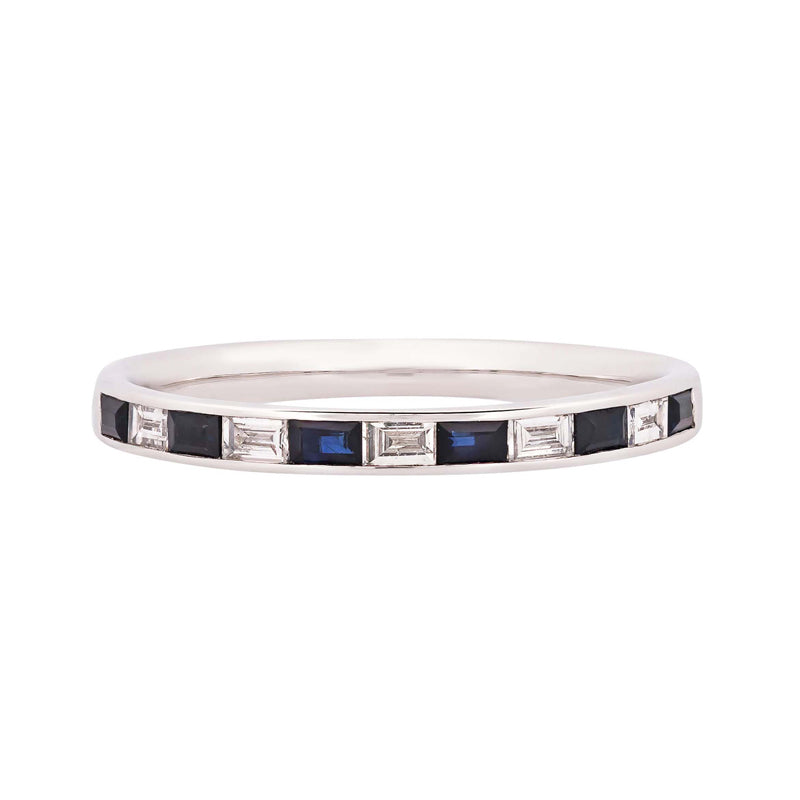 Classic baguette diamond and sapphire eternity ring