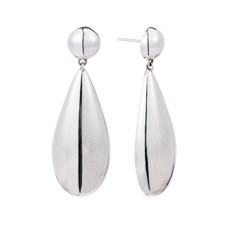 Power drop silver earrings