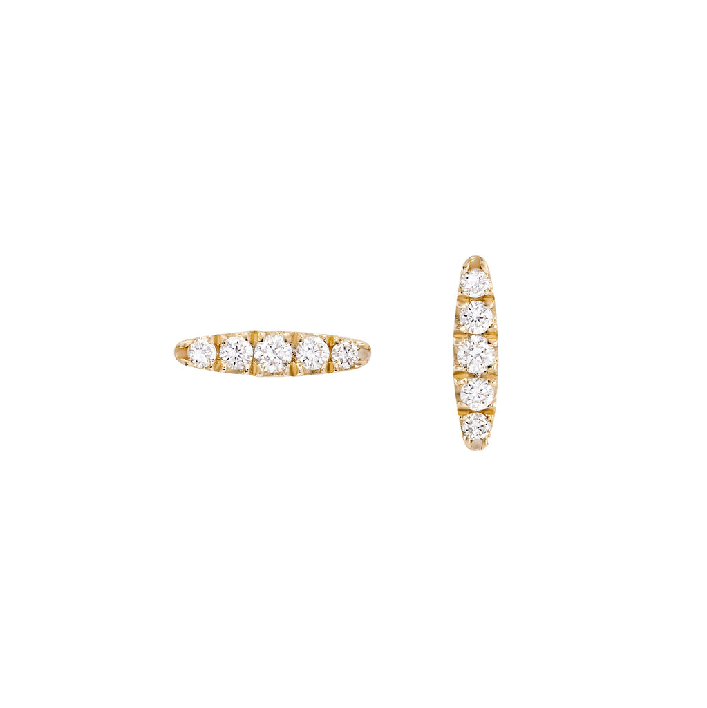 Diamond bar gold earrings