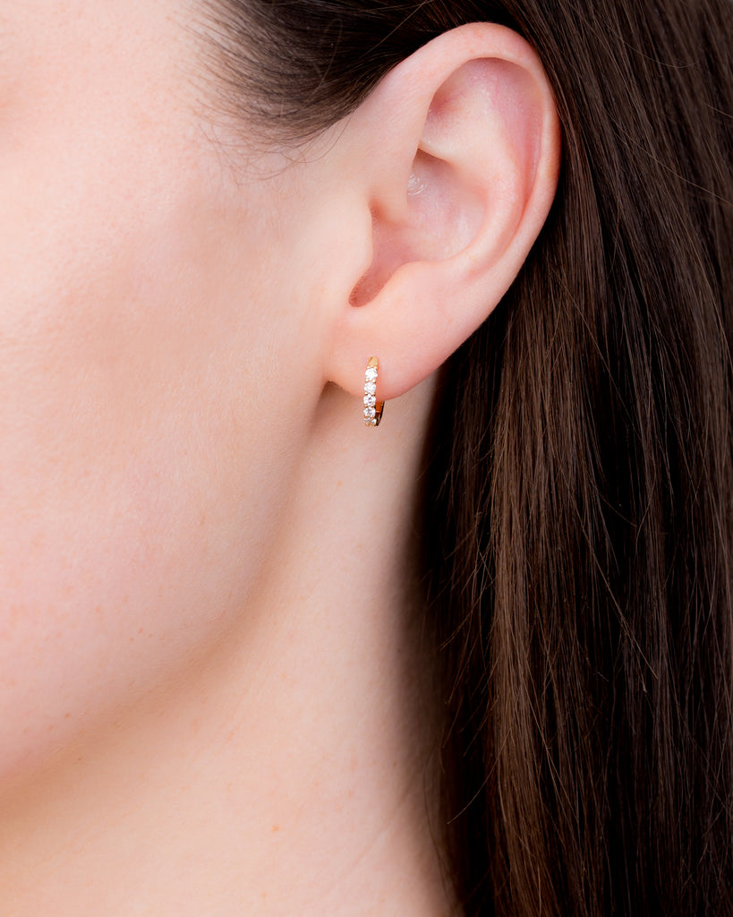 Petite diamond and gold hoops